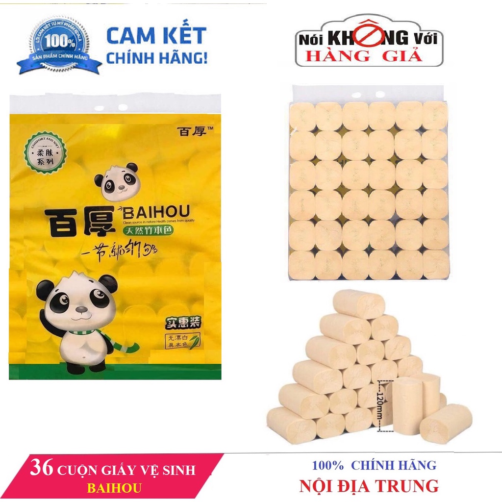 TÚI 36 CUỘN GIẤY VỆ SINH BAIHOU 2.9 KG SIÊU TO KHÔNG LÕI [100% NỘI ĐỊA TRUNG]