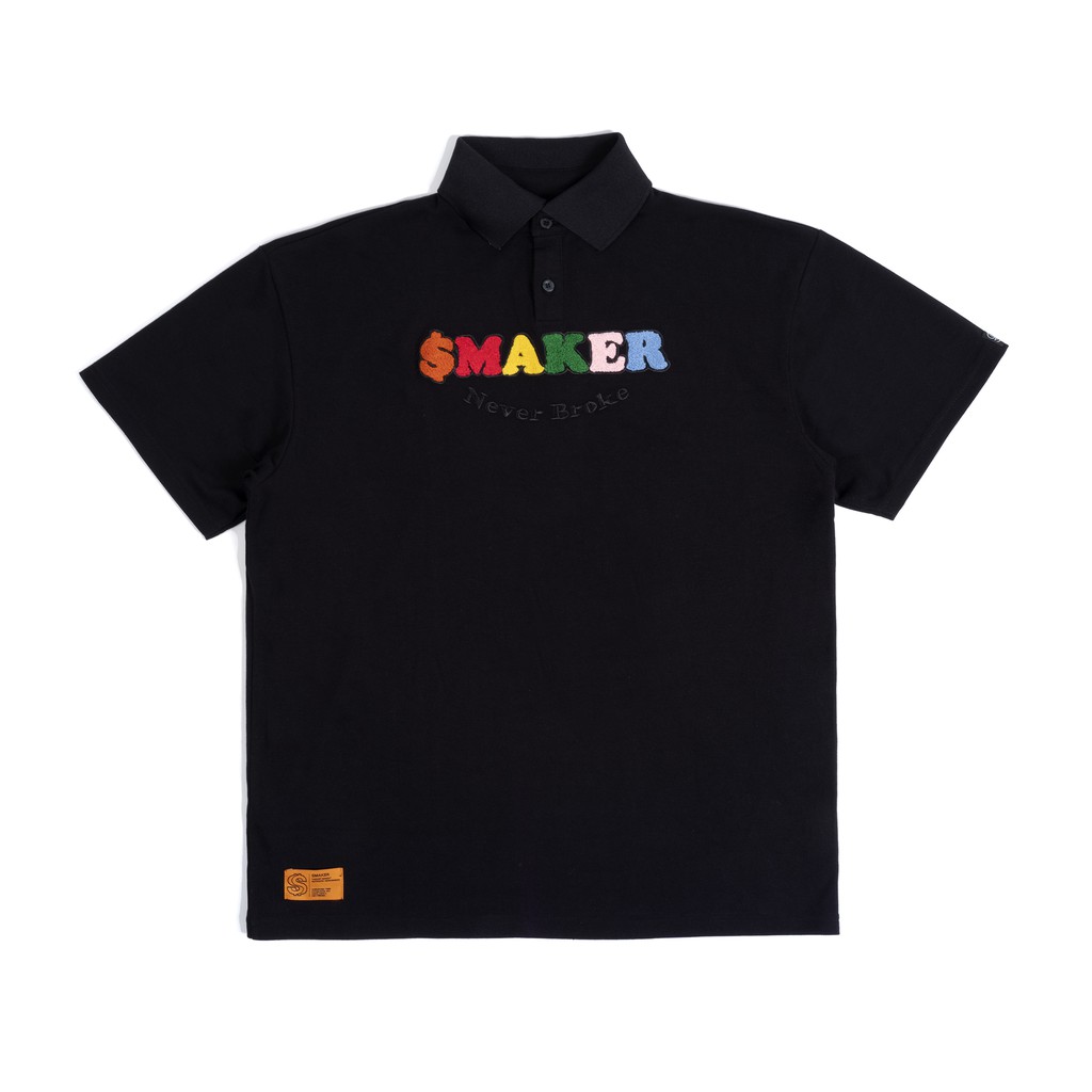CHENILLE LOGO POLO IN BLACK - [SMAKER]