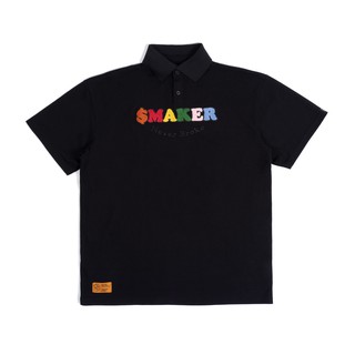 Chenille logo polo in black -