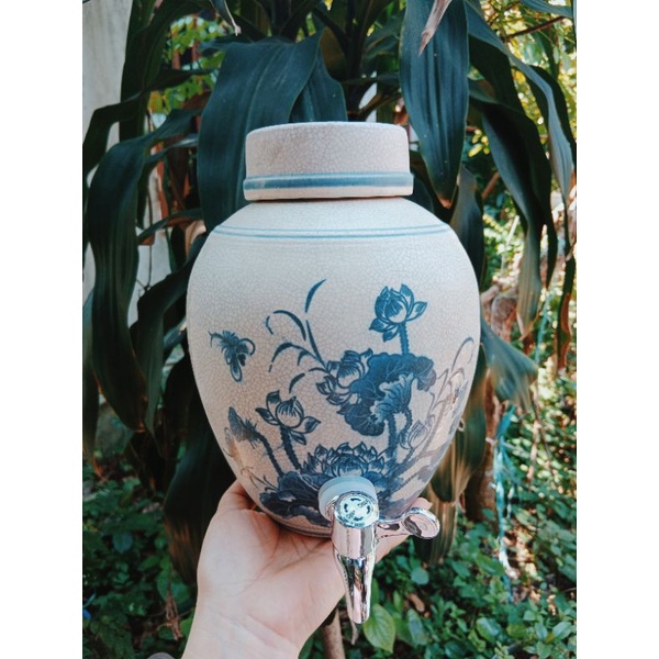Bình rượu 3l men rạn, gốm sứ Bát Tràng