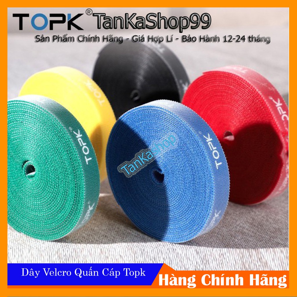 Dây quấn Velcro Topk chống rối cho dây cáp - tai nghe (cuộn 5m)