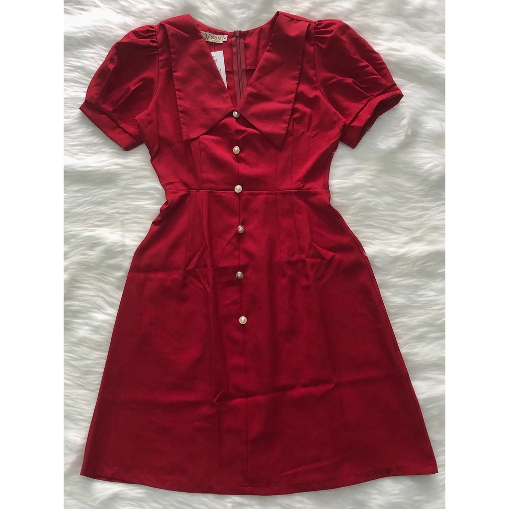 Đầm Xòe Đính Nút Trước S&amp;M Xinh Đẹp, Giá Rẻ GR185- Hình Thật Shop Tự Chụp
