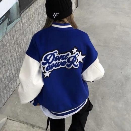 Áo Bomber - Jacket Vasity tay da chất dạ ép phối chữ thêu xù cao cấp loại 1