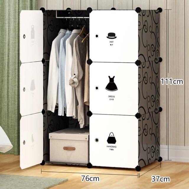 SIÊU PHẨM- TỦ NHỰA QUẦN ÁO LẮP GHÉP 6 Ô SÂU 47cm. Tặng kèm 1 treo đồ.