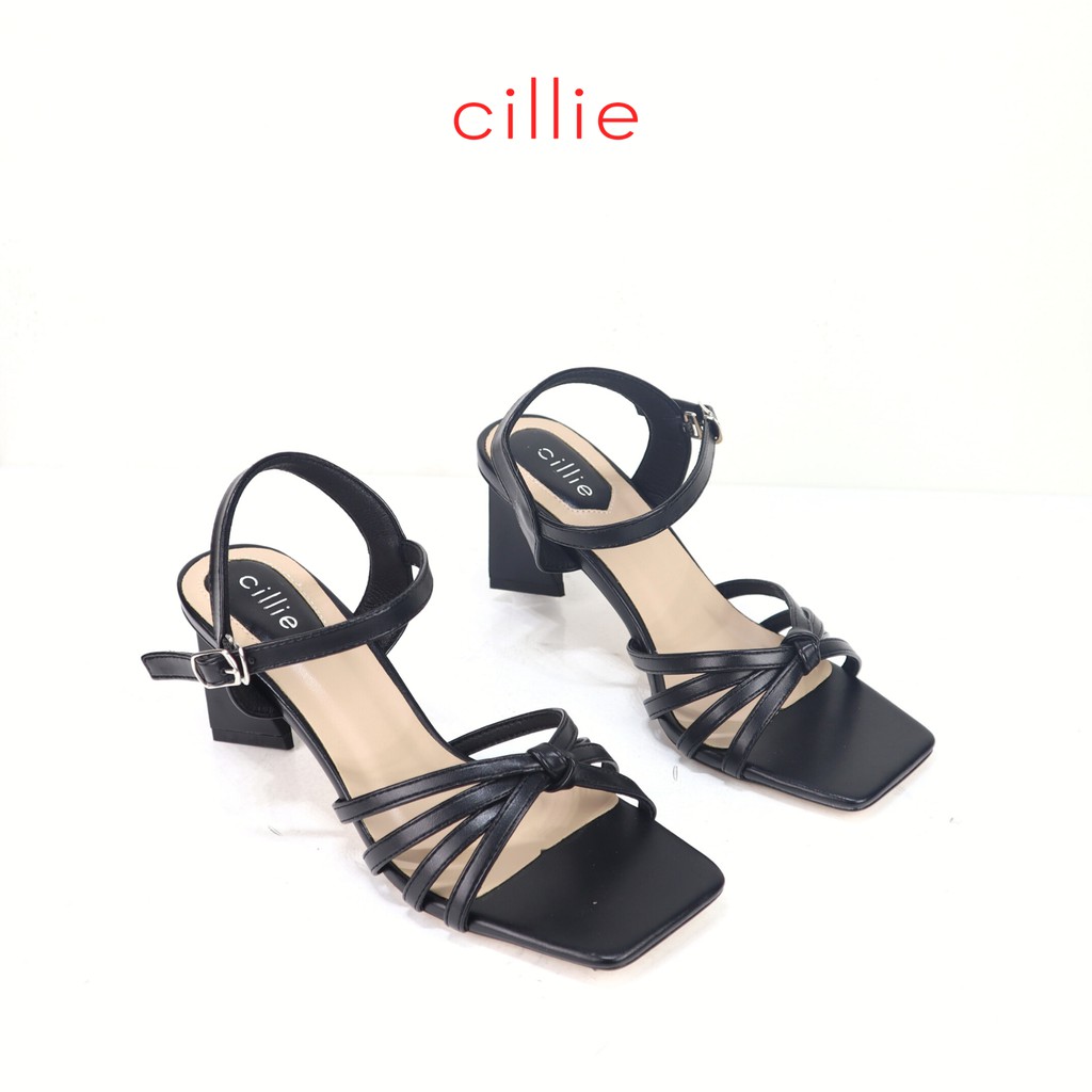 Giày sandal cao gót nữ đan dây thắt nút ôm chân mũi vuông mang đi làm đi chơi gót trụ cao 6cm Cillie 1227