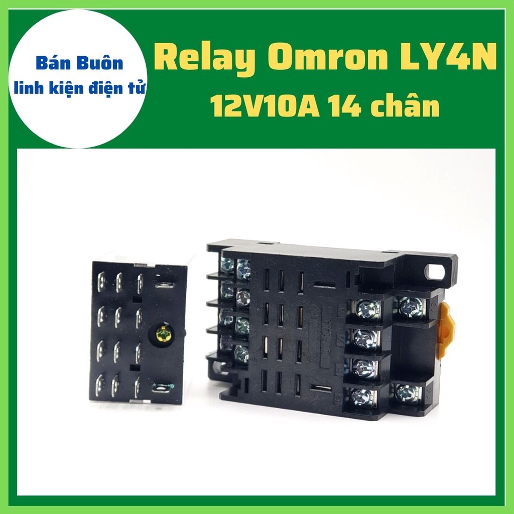 Relay trung gian 12V 14 chân, Rơ le trung gian, relay 12V10A 14 chân  (Chân To)