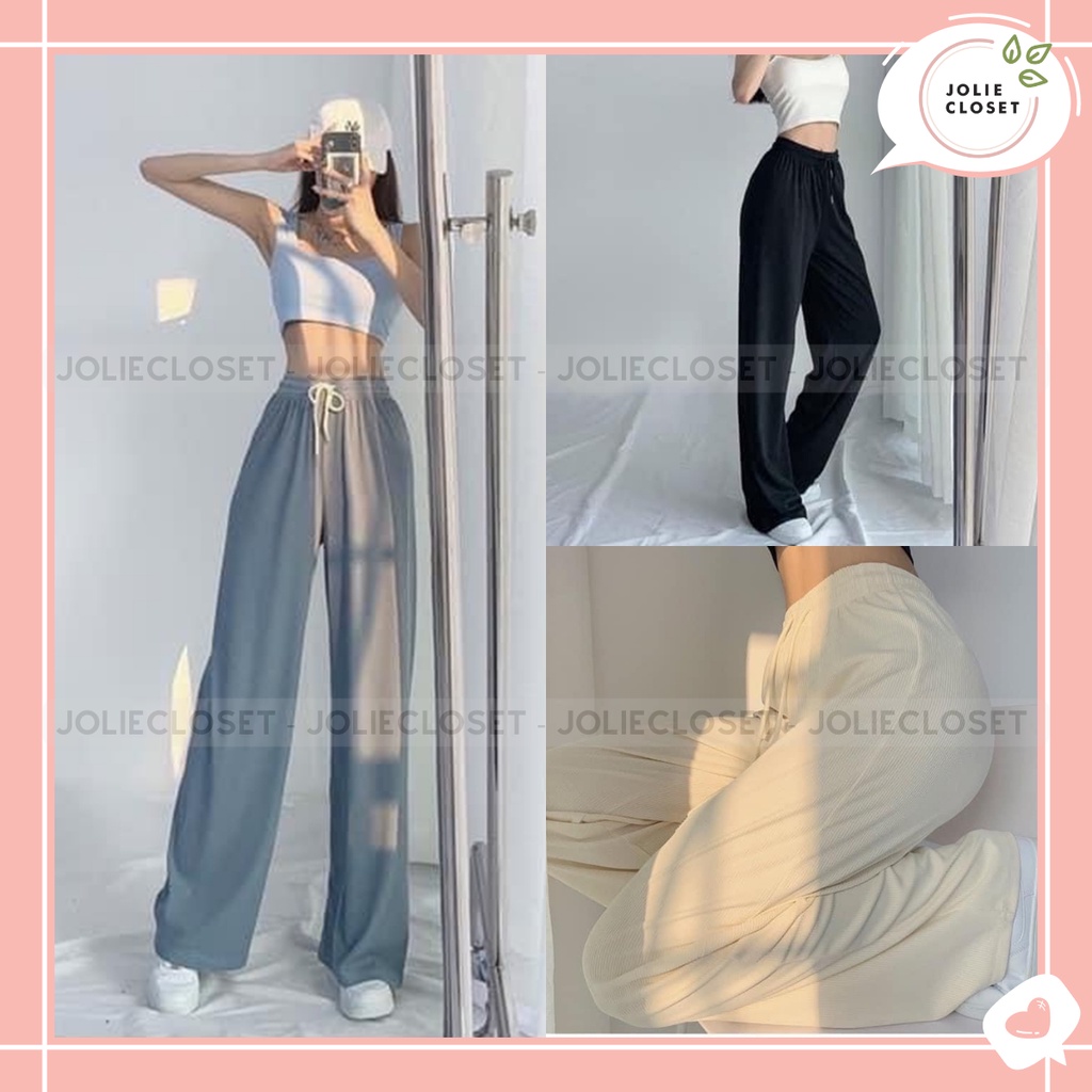 Quần dài nữ, ống suông, form rộng chất len tăm hàng đẹp, nhẹ, co dãn tốt, màu be, xám, trắng, đen