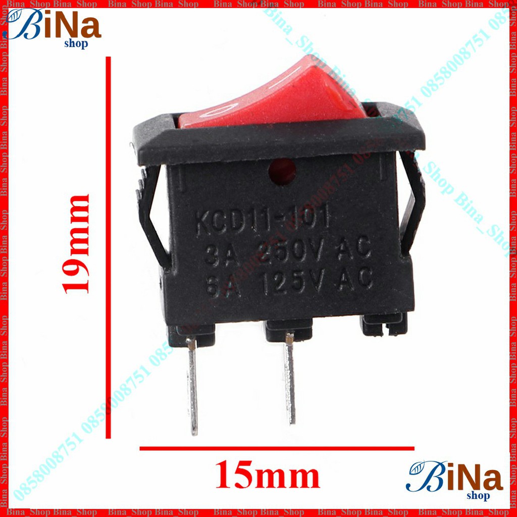 Công tắc bập bênh 6A-125V 3A-250V loại nhỏ 10x15mm , Công tắc đỏ đen mini ON/OFF