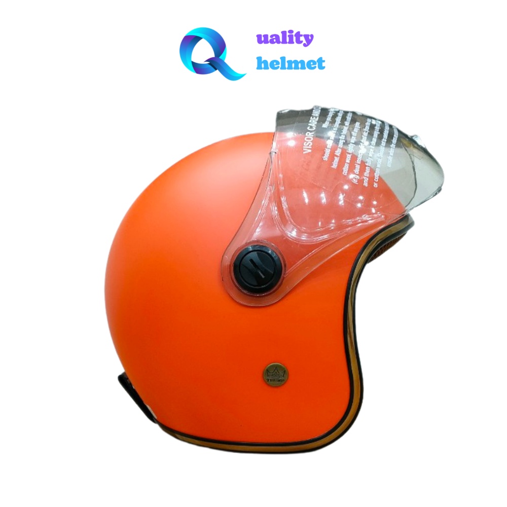 Mũ hảo hiểm 3/4 trùm đầu cao cấp cam có kính hàng chính hãng bảo hành 12 tháng