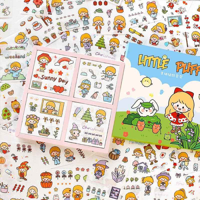 Bộ miếng dán sticker,Bộ 1000 Miếng Dán Hãng TELADO Cô Gái và Bé Thỏ