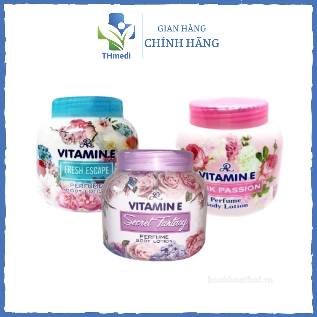 VITAMIN E THÁI LAN (200g) - Kem dưỡng thể nước hoa vitamin E giữ ẩm, mịn da, trắng da, mờ thâm, chống lão hóa da