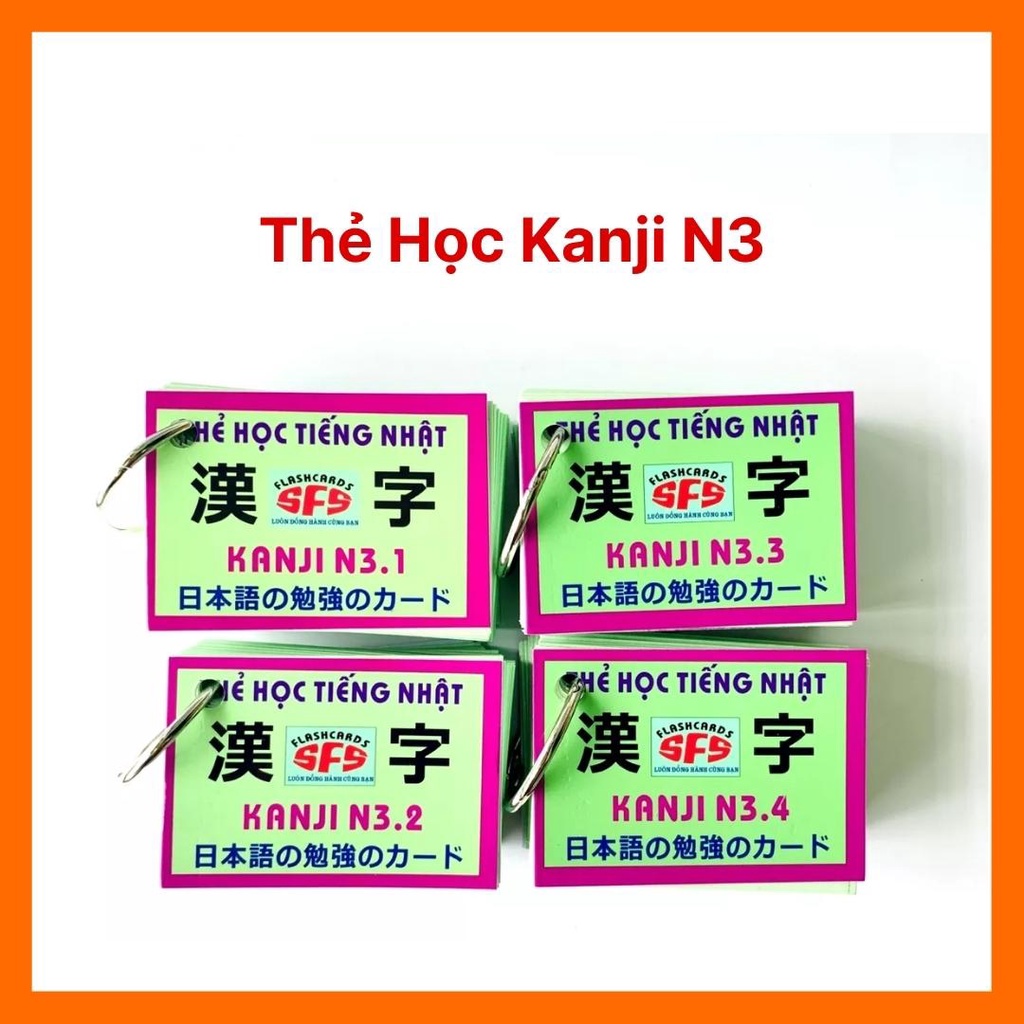 Thẻ Học Hán Tự Tiếng Nhật Kanji N3 - Flashcard Kanji N3 (2 Tập)