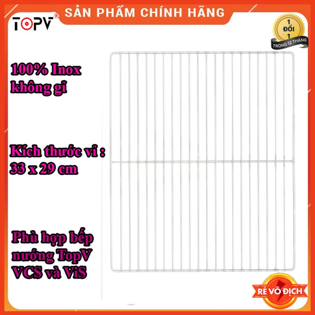 Vỉ nướng inox 33x29cm, phù hợp bếp nướng TopV VCS và ViS,vỉ nướng thịt cao cấp không gỉ, vĩ nướng -mekotech2