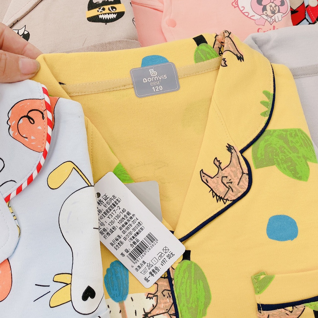 bộ pỵjama  dài tay chất coton hàn cho bé