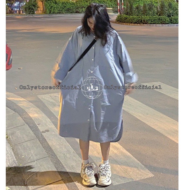 váy sơ mi oversize 2 màu,tà váy xẻ 2 bên(nhận hàng có vấn đề liên hệ shop trước khi đánh giá ạ) | BigBuy360 - bigbuy360.vn