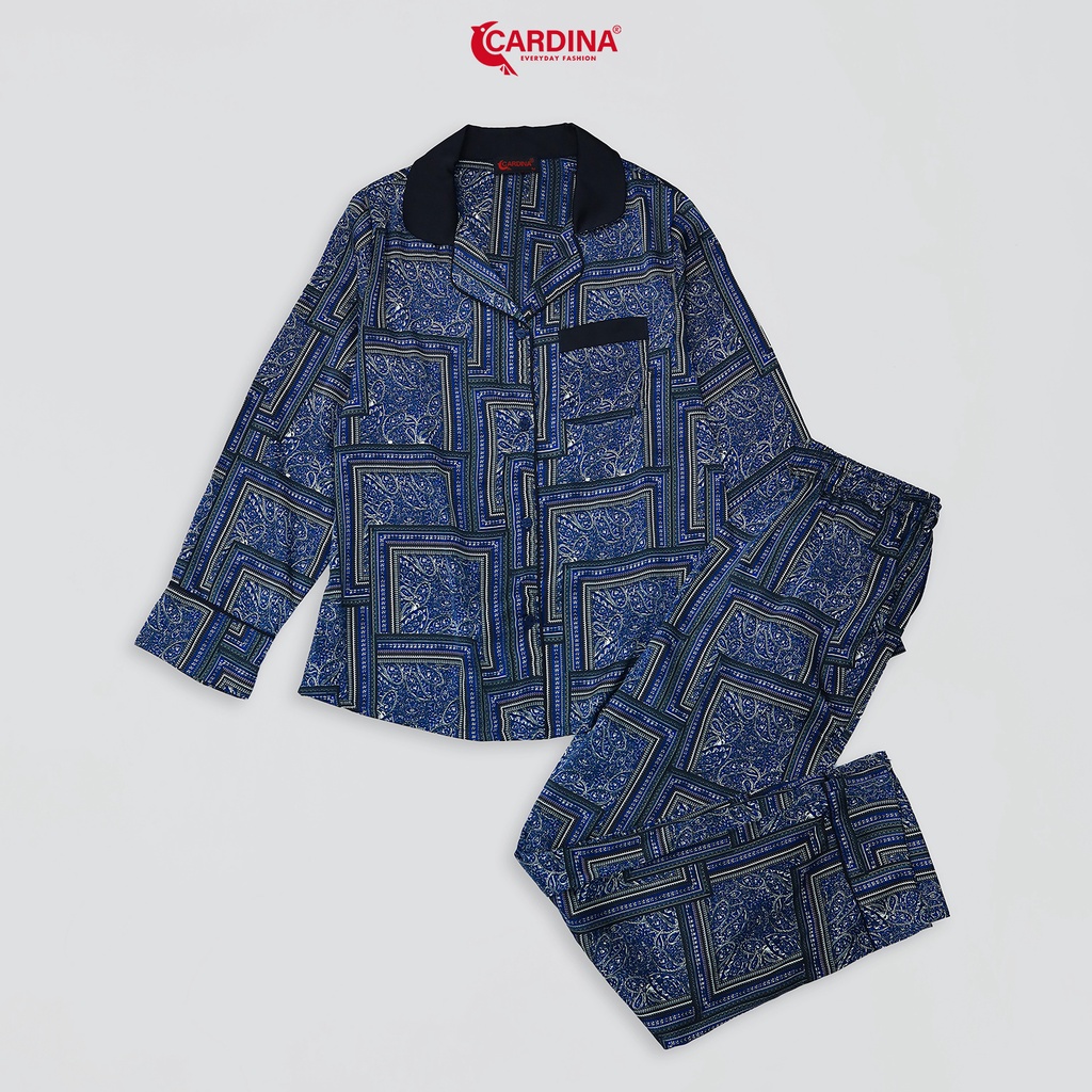 Đồ Bộ Pijama Nữ 𝐂𝐀𝐑𝐃𝐈𝐍𝐀 Chất Lụa Satin Nhật Cao Cấp Quần Dài Áo Dài Tay Họa Tiết 2Pi07