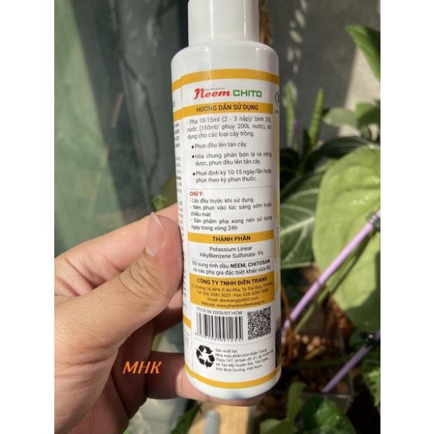 dịch NEEM CHITOSAN nguyên chất Neem bổ sung Chitosan 150ml (hạn chế sâu rầy , tăng đề kháng)