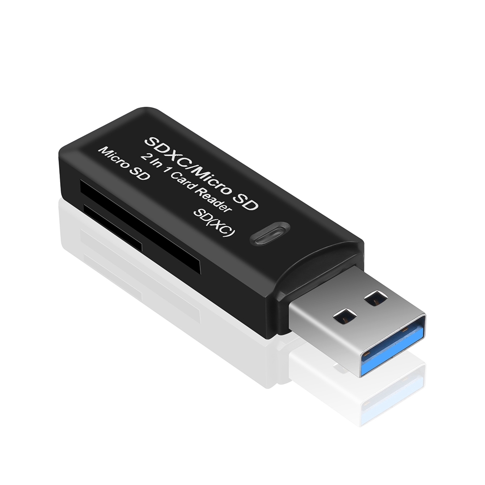 Đầu đọc thẻ nhớ USB 3.0 mini 2 trong 1 hỗ trợ thẻ Micro SD và TF dành cho máy tính bàn và máy tính xách tay