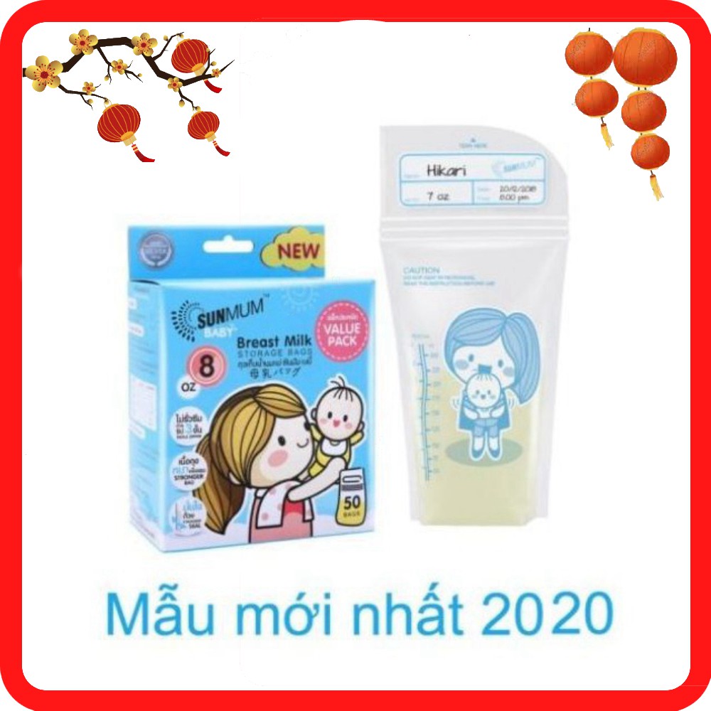 Hộp 50 Túi trữ sữa Sunmum Thailand an toàn Mẫu mới