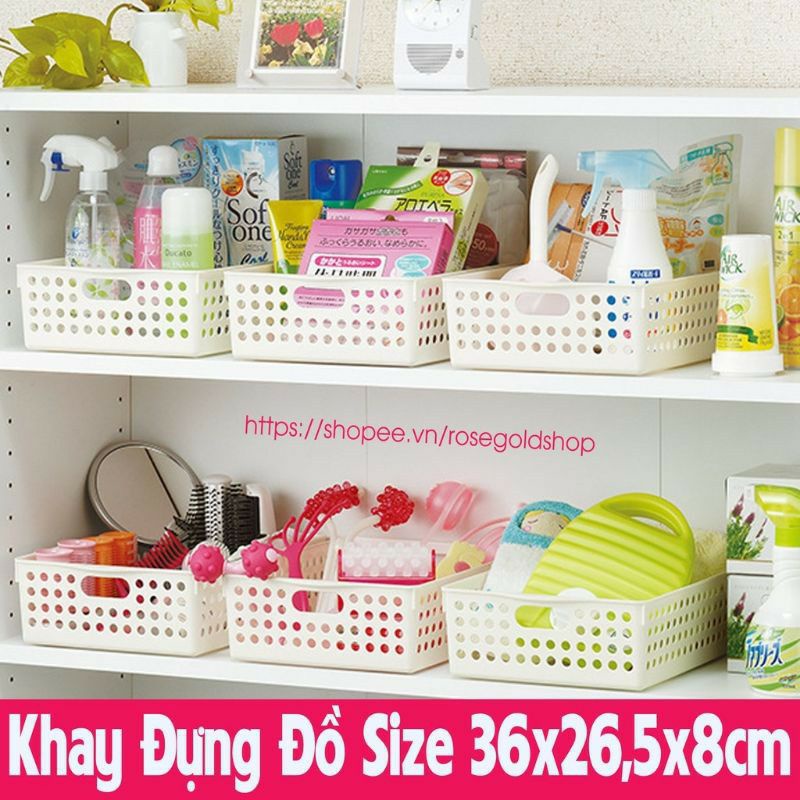 Khay nhựa, giỏ nhựa chữ nhật A4 để đồ đa năng, để tài liệu