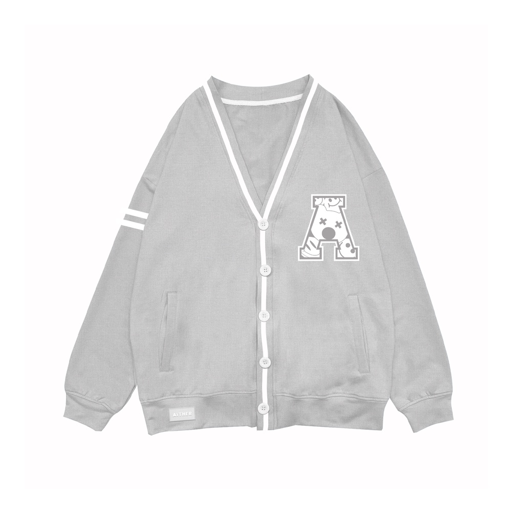 AITHER STUDIO Áo khoác Cardigan Bear thêu logo xù form rộng