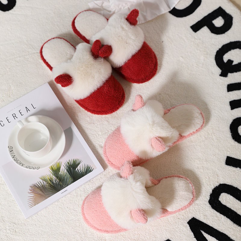 Dép Lông Đi Trong Nhà Chống Trượt Giữ Ấm Họa Tiết Hoạt Hình Thời Trang Thu Đông Cho Nam Và Nữ