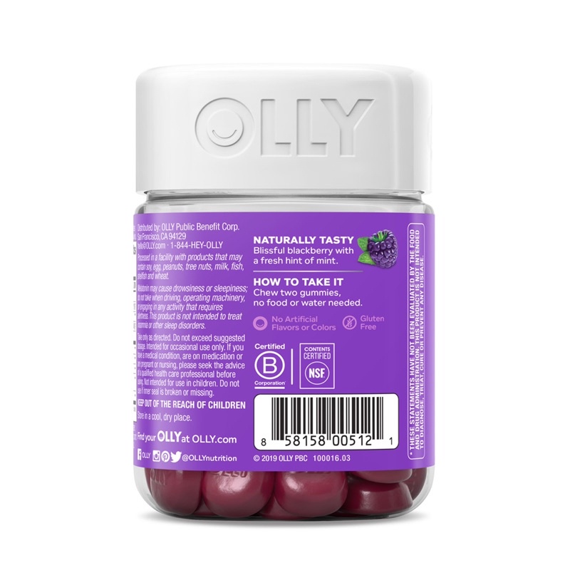 Kẹo dẻo ngủ ngon giảm stress Olly Blackberry