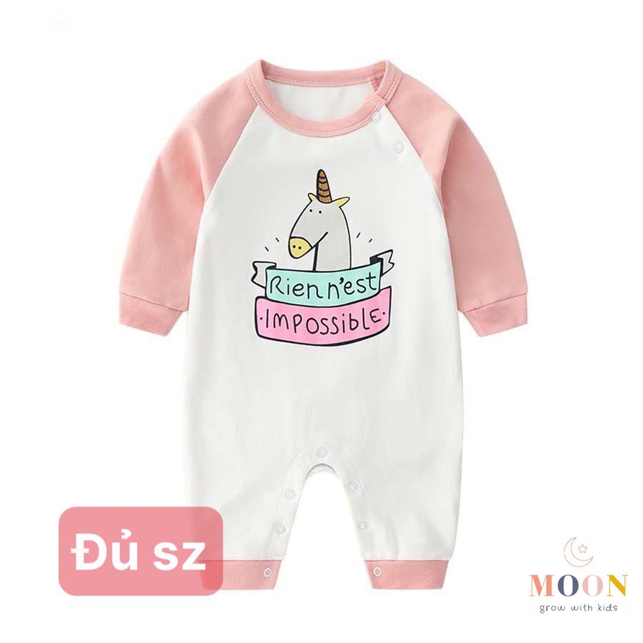 Bộ Body Dài Tay Chất Liệu Cotton Họa Tiết Đáng Yêu Cho Bé - Moon kids fashion