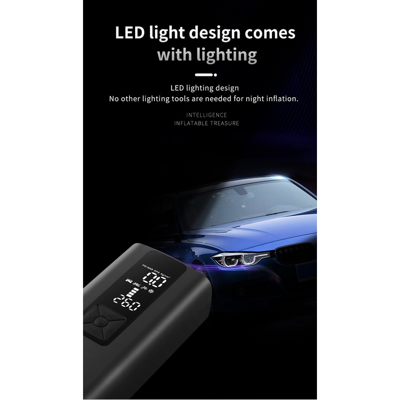 Máy Bơm Hơi Điện Tử Không Dây Kích Thước Nhỏ Gọn Cho Lốp Xe Ô Tô