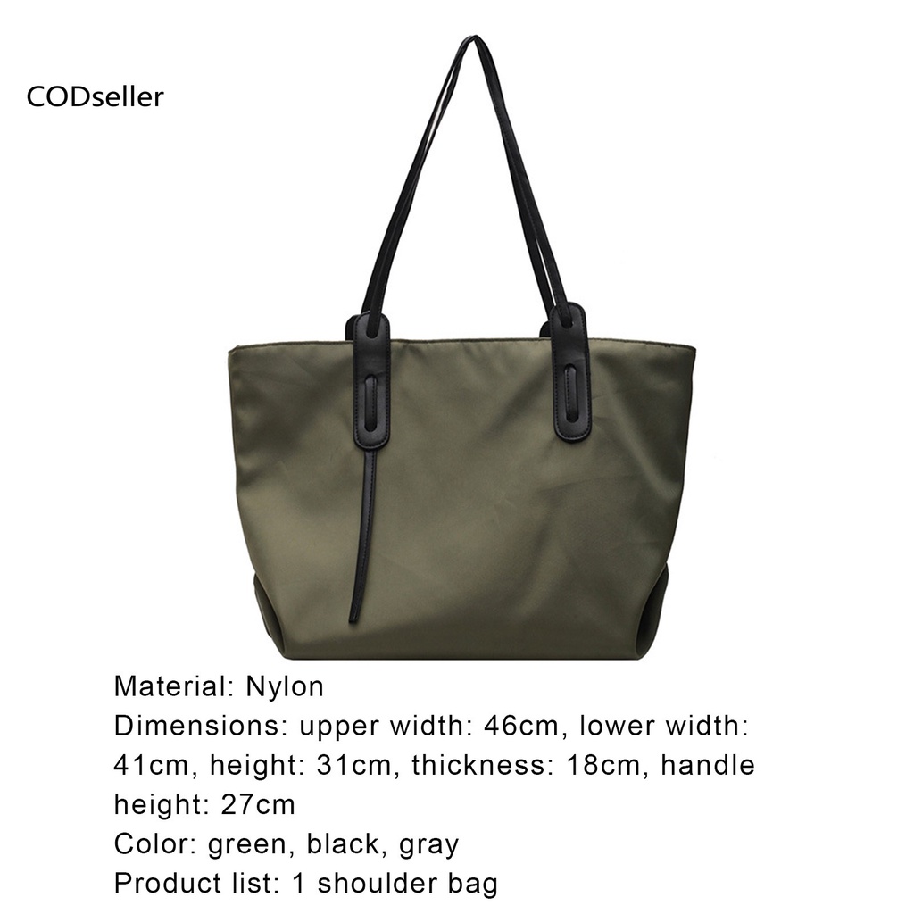 COD_ 3 Colors Women Tote Bag All-match Solid Women Shoulder Bag Comfortable Handles for Shopping