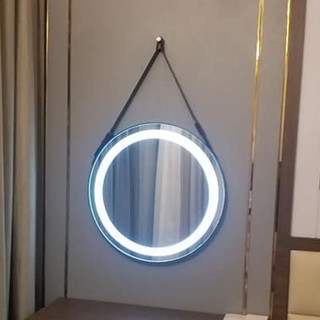 GƯƠNG LED PHUN CÁT VIỀN TRONG BỌC DA