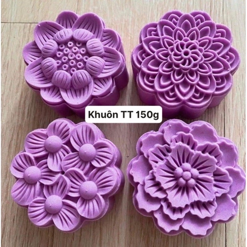 Khuôn trung thu lò xo 4 mặt hoa 150g