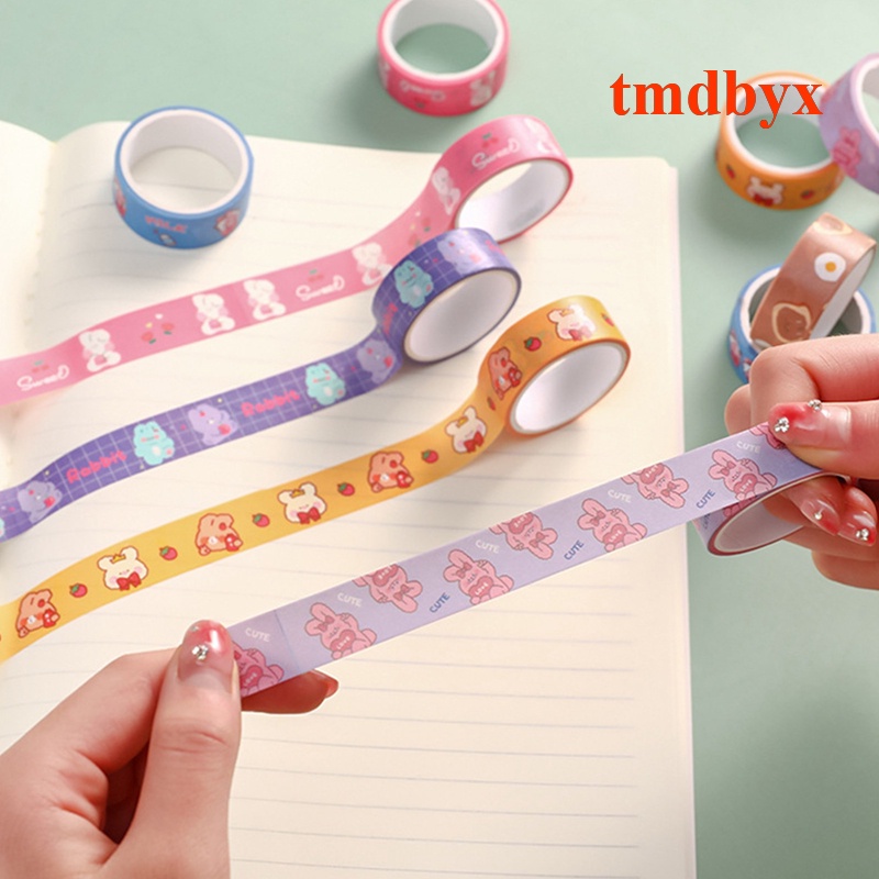 1 Cuộn Băng Keo Washi Hình Gấu Hoạt Hình Nhiều Màu Dễ Thương Trang Trí Sổ Tay DIY
