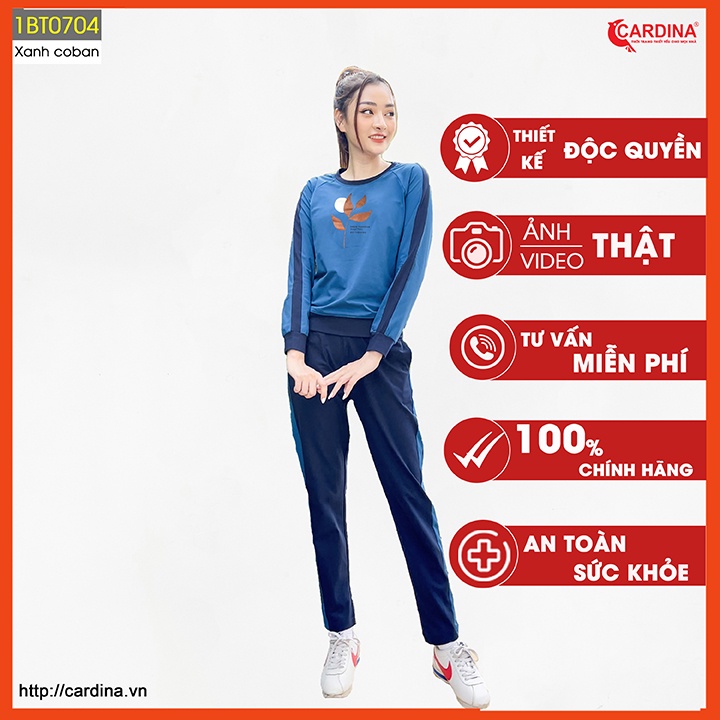 Bộ Thu Đông Nữ 𝐂𝐀𝐑𝐃𝐈𝐍𝐀 Chất Cotton Dáng Thể Thao Cao Cấp Họa Tiêt In Lá, Trẻ Trung, Năng Động 1BT07