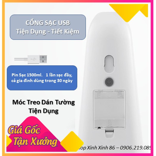 [SẠC USB -TREO TƯỜNG] Máy Rửa Tay Cảm Biến Tạo Bọt Sạc USB Treo Tường - Để Bàn