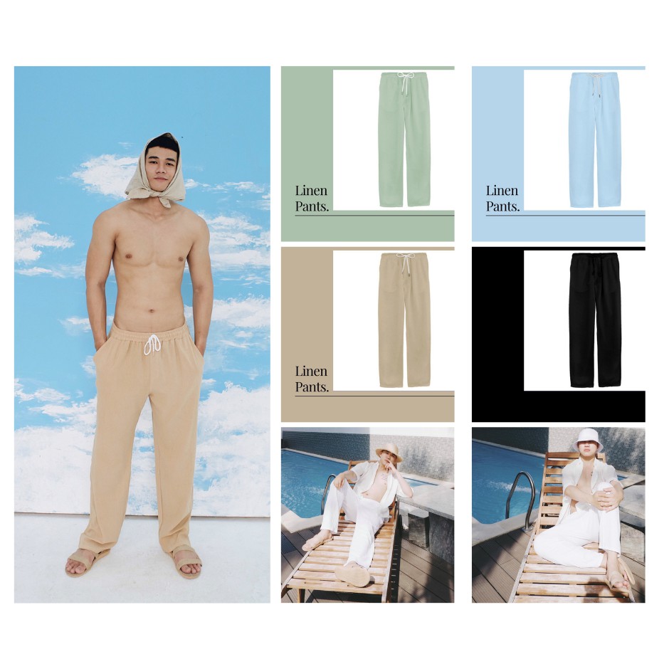 Quần dài linen màu trắng đi du lịch, đi biển của Hung Tubes