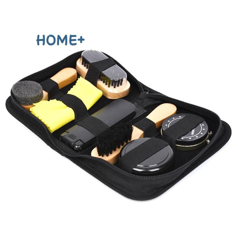 Set bàn chải cán gỗ vệ sinh đánh bóng giày da kèm hộp thời trang cho nam