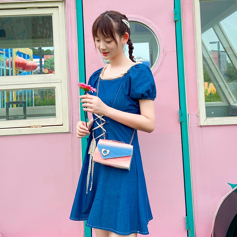 Ví Mini Dáng Vuông Màu Gradient Phối Dây Xích Thời Trang Cho Nữ