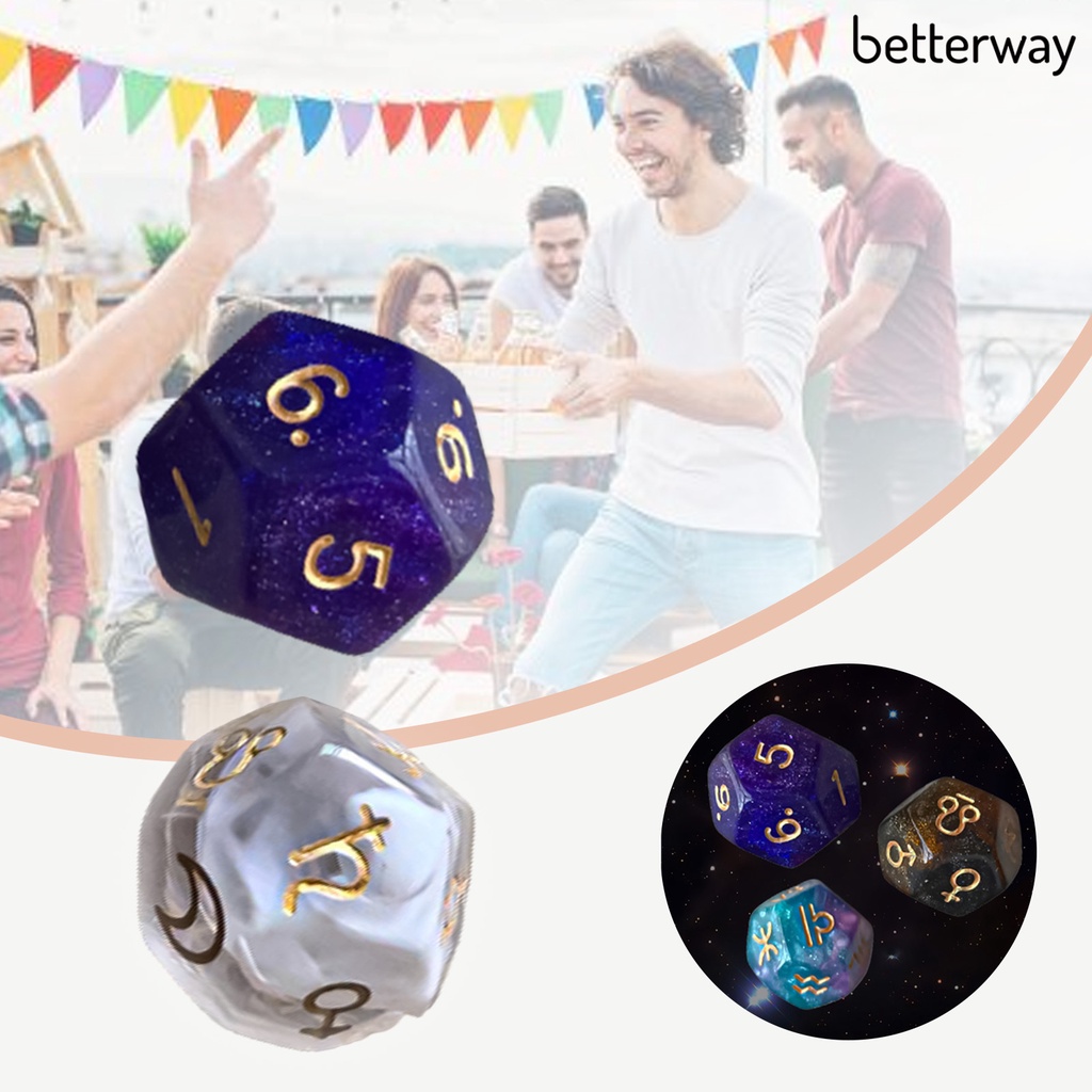 3 Xúc xắc 12 mặt hình 12 cung hoàng đạo tarot cho câu lạc bộ đêm