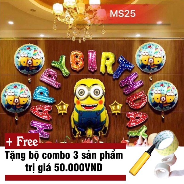 SET BÓNG SINH NHẬT HÌNH MINION CHO BÉ