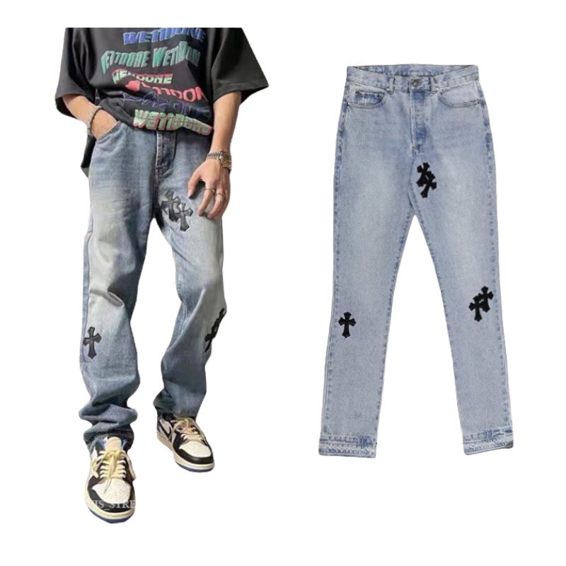 Quần jeans Chrom Heart cao cấp full tag túi