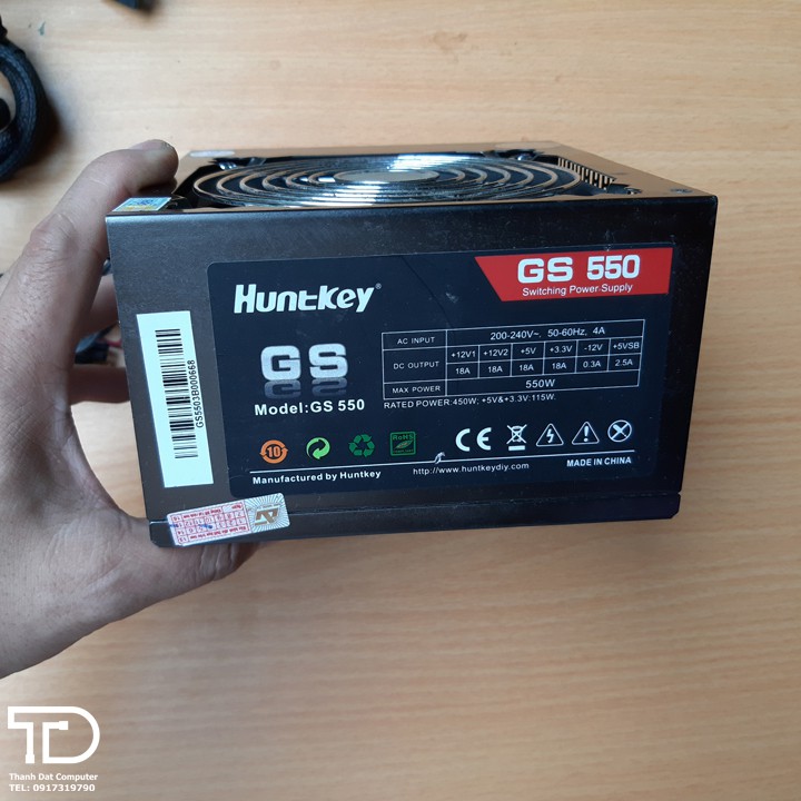 Nguồn Huntkey GS550 công suất thực đủ chân nguồn phụ 6pin, 8pin - PSU Huntkey 550W