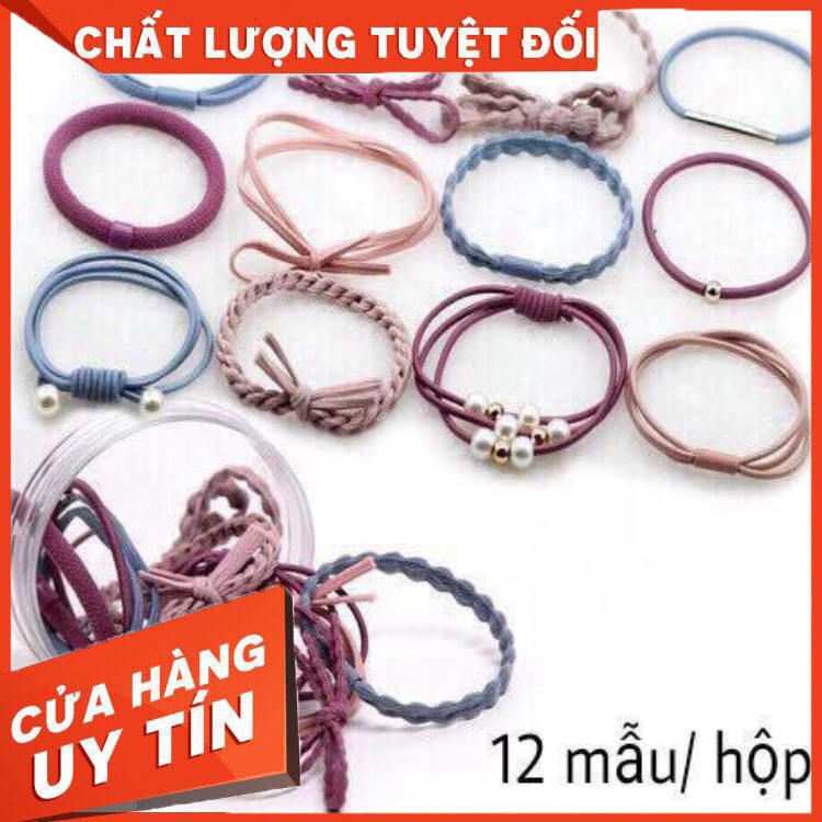 [HOT] SÉT 12 DÂY CHUN BUỘC TÓC NỮ NHIỀU MÀU CÓ HỘP (HÀNG CHUẨN GIÁ ĐẸP)