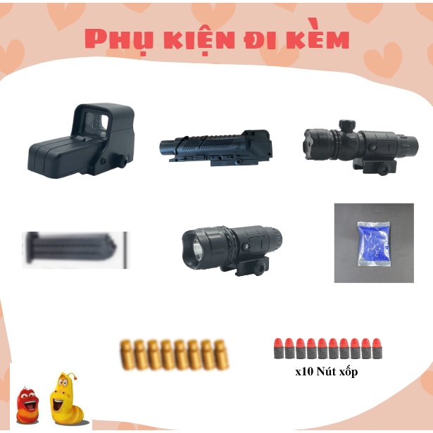 Phụ kiện đi kèm đồ chơi nerf mô hình đồ chơi trẻ em glock m1911 m416 nhiều loại laze đèn pin holo phóng lưu mag đen đẹp