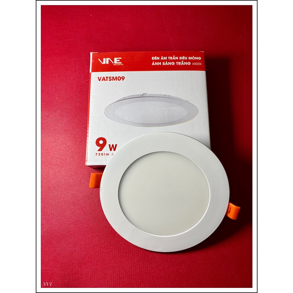 Đèn LED âm trần downlight VNE 7W 9W 12W siêu mỏng chính hãng siêu sáng tiết kiệm điện năng ánh sáng trắng vàng TT