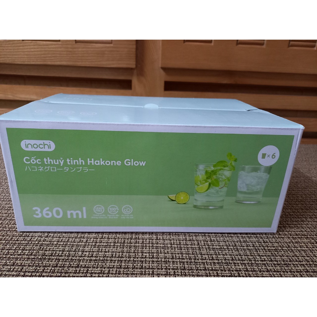 Bộ 6 cốc thuỷ tinh Inochi Hakone Glow 360 ML