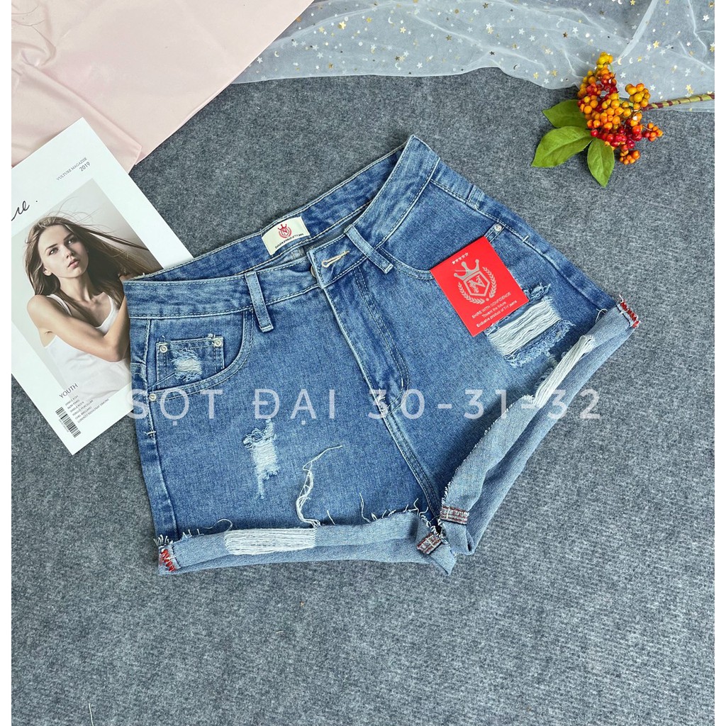 Quần sọt jean nữ rách bui size đại tua lai