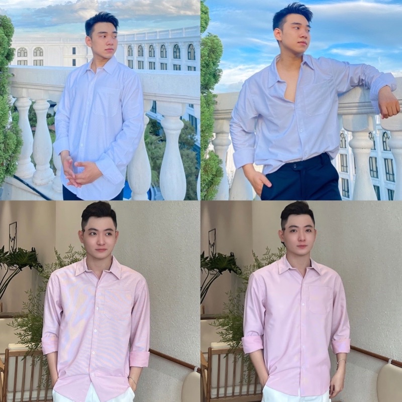 Áo Sơ Mi Nam Kẻ Sọc Stripes Phong Cách Hàn Quốc, Áo sơ mi nam form rộng dài tay Mr Smile 99 Shop