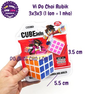 Vỉ đồ chơi Rubik 3 hàng 3x3x3 LỚN NHỎ bằng nhựa 608A