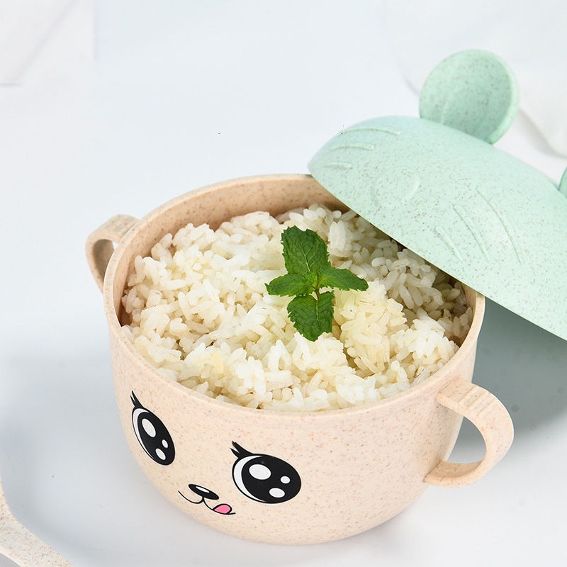 Bát ăn dặm lúa mạch hình chuột mickey kèm thìa và nắp đậy cho bé